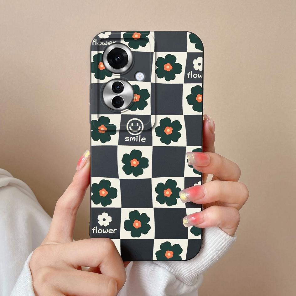 Für OPPO A59 A2M A1i Realme 12x Telefonhüllen Matt Flüssiges Weiches Silikon Mode Karomuster Stoßfest Hochwertige Beliebte Rückseitenabdeckung Schale für OPPO