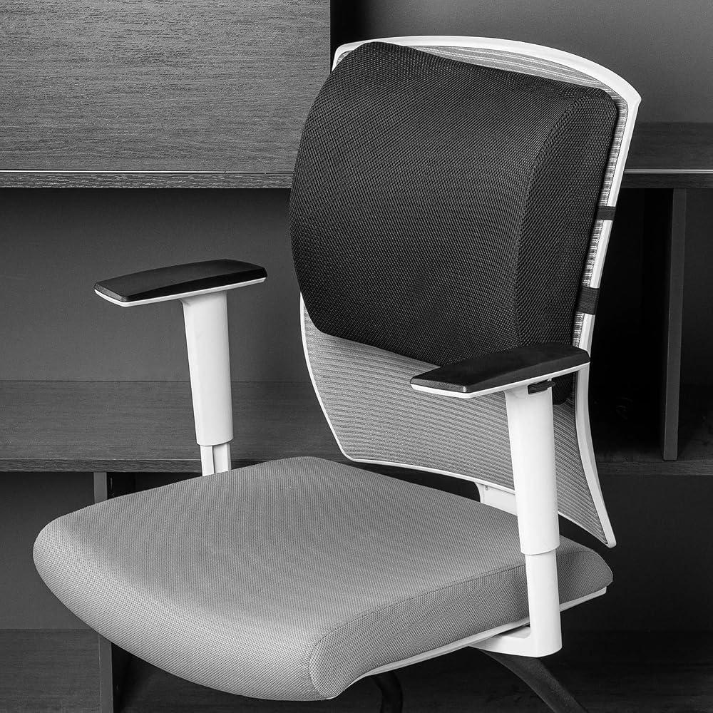 Basic Rectangular Backrest Cushion, Back Support Cushion for Office Desk Chairs, Memory Foam, Black