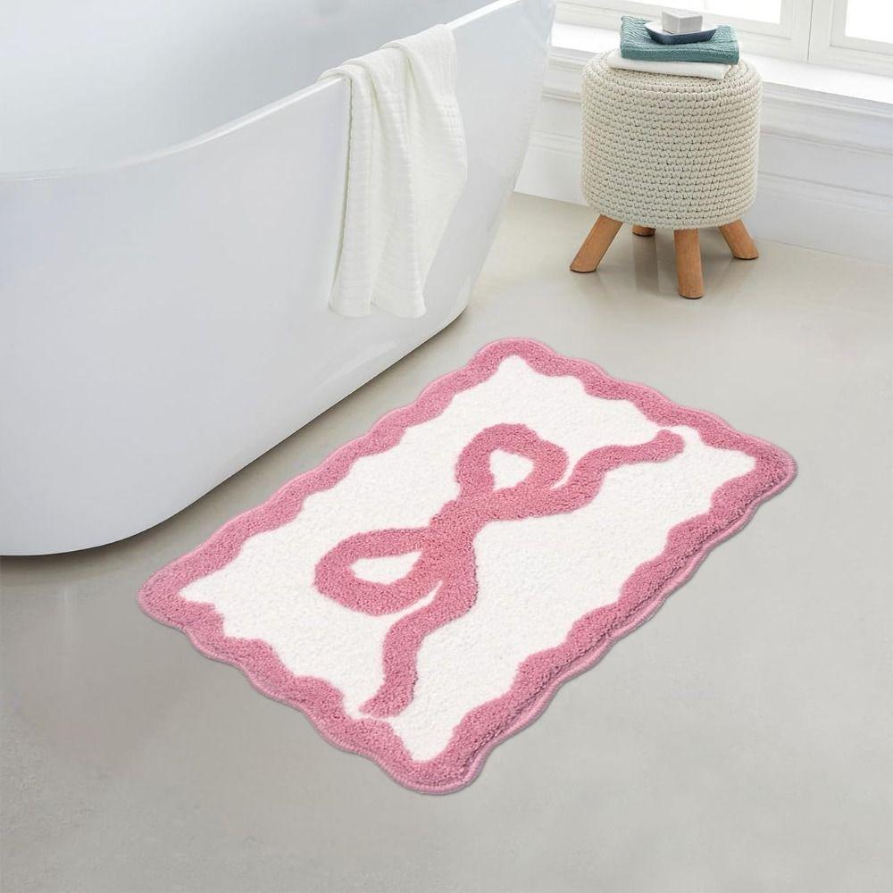 Pink Blue Bow Bathroom Rugs Coquette Aesthetic Cute Bath Mat  for Bedroom Kitchen Bathroom Floor