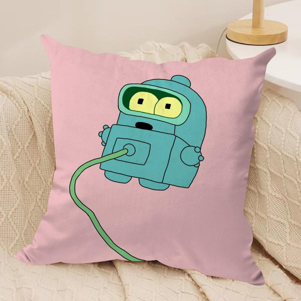 Anime F-Futurama B-Bender Cushion Cover Soft Plush Fabric Double-Sided Printed Sofa Cushion Cover For All Seasons Homedecor Gift