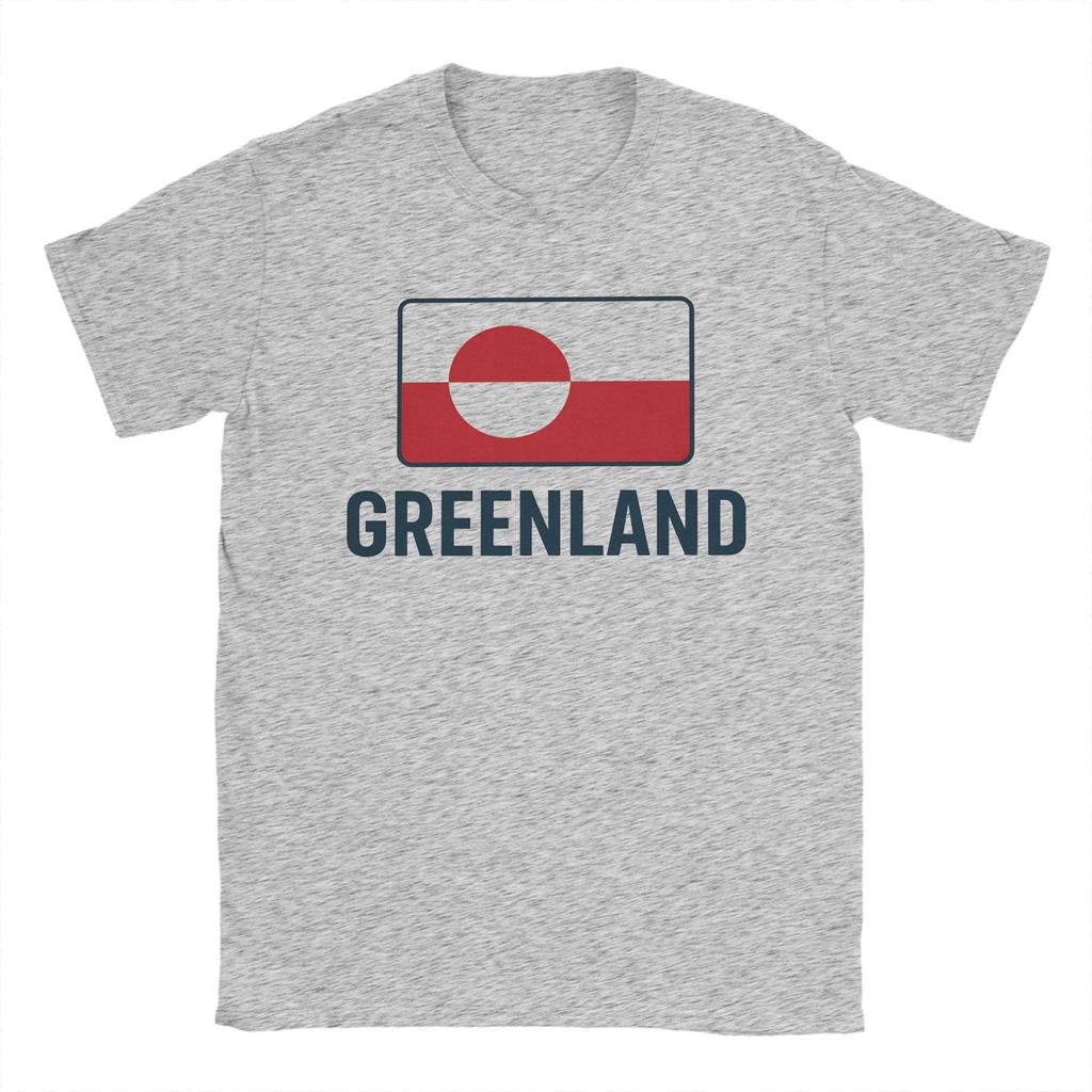 Greenland Flag T Shirt for Men Pure Cotton Funny TShirts Crew Neck Tee Shirt Short Sleeve Clothes Graphic