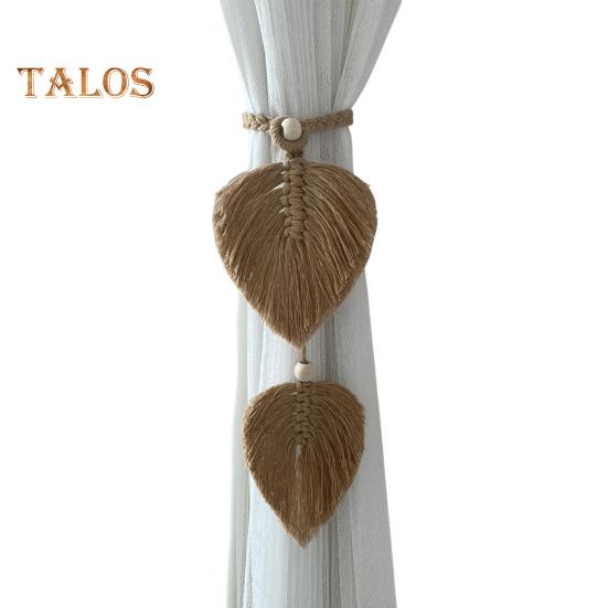 

Подхваты для штор в стиле бохо, ручная вязка, хлопчатобумажные льняные подхваты с регулируемыми деревянными бусинами, двойные листья