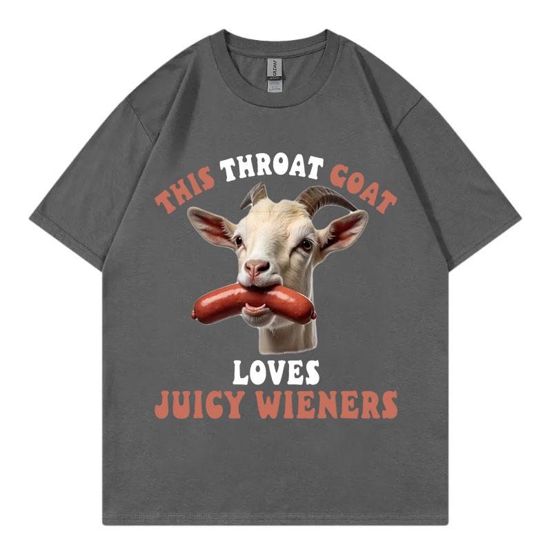 Questa Capra della Gola Ama Salsicce Succose Divertente Meme Maglietta Uomo Donna Moda Streetwear T-shirt Estiva Casual Ampia T-shirt