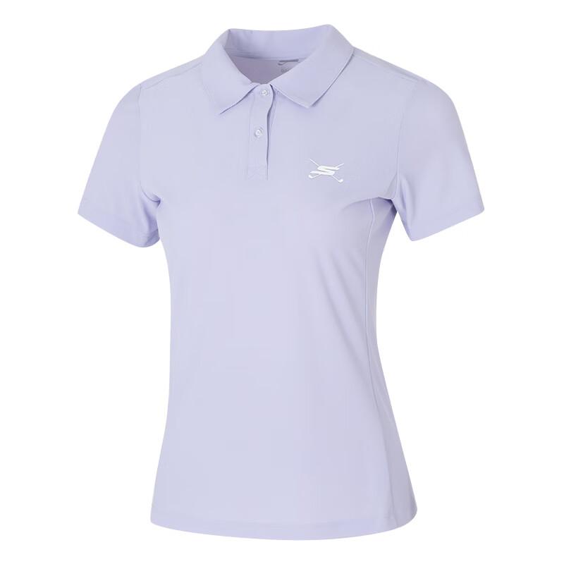 Skechers Sport Life SS25 Fashion Sports Series Logo Breathable Comfortable Versatile Short Sleeve Polo Shirt Women tops Purple-Heather P224W153-0494 M