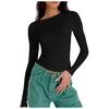 Women's Fashion Colour Round Neck Long Sleeve T-Shirt Top