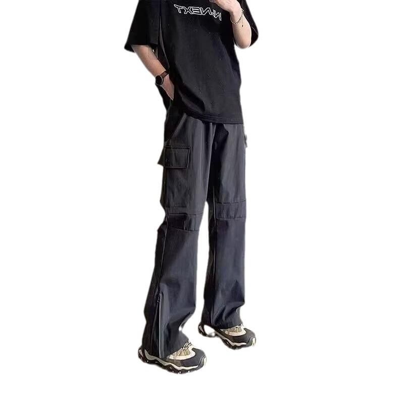 Overalls Men's Summer New High Street Ins Tide Brand Loose Straight Pants Fashion Zipper Design Casual Pants