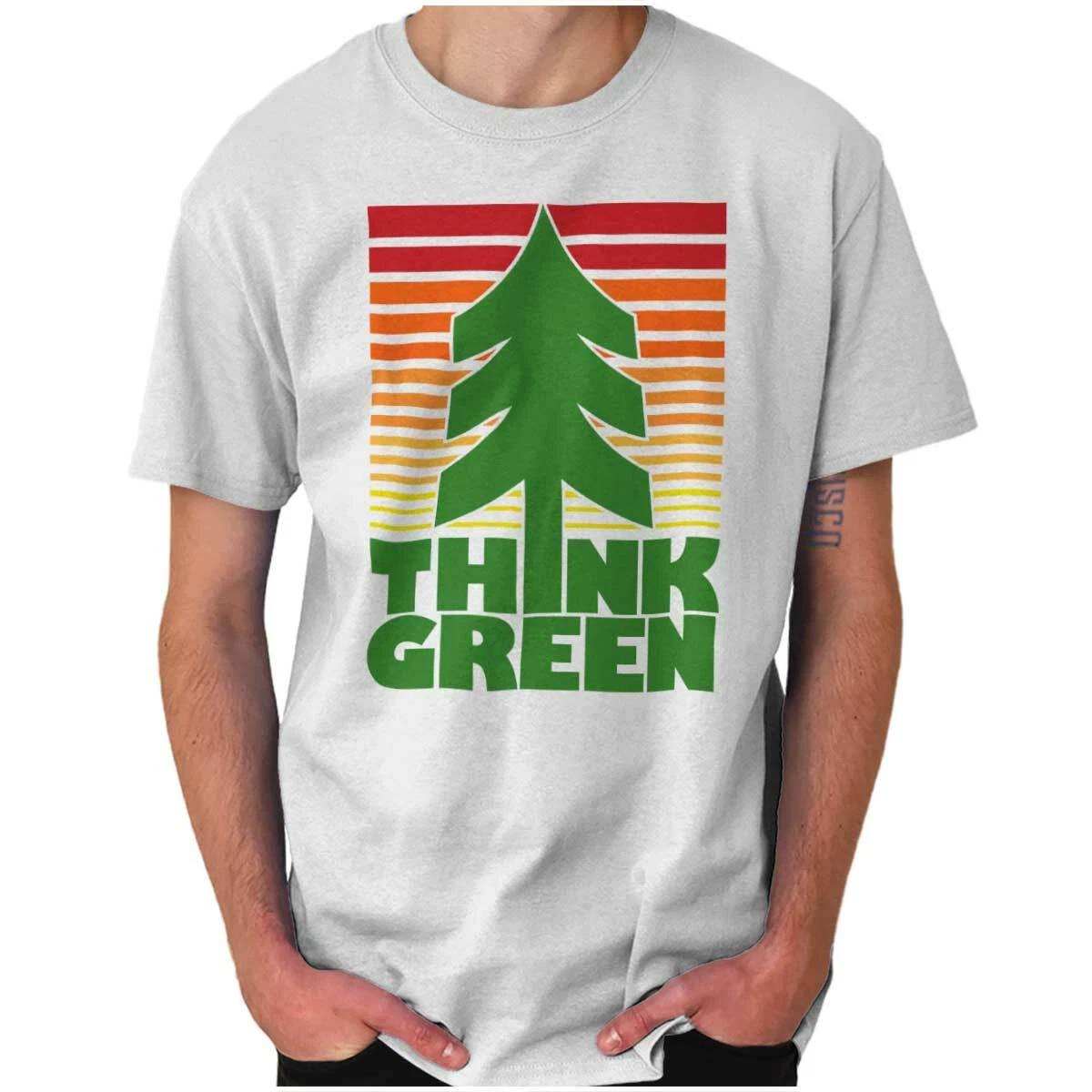 Retro Earth Day Activist Think Green Tree Womens or Mens Crewneck T Shirt Tee L
