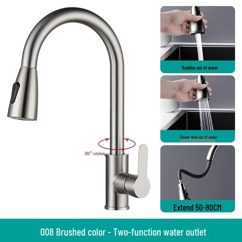 BEYOU 304 Stainless Steel Pull-Out Kitchen Faucet
