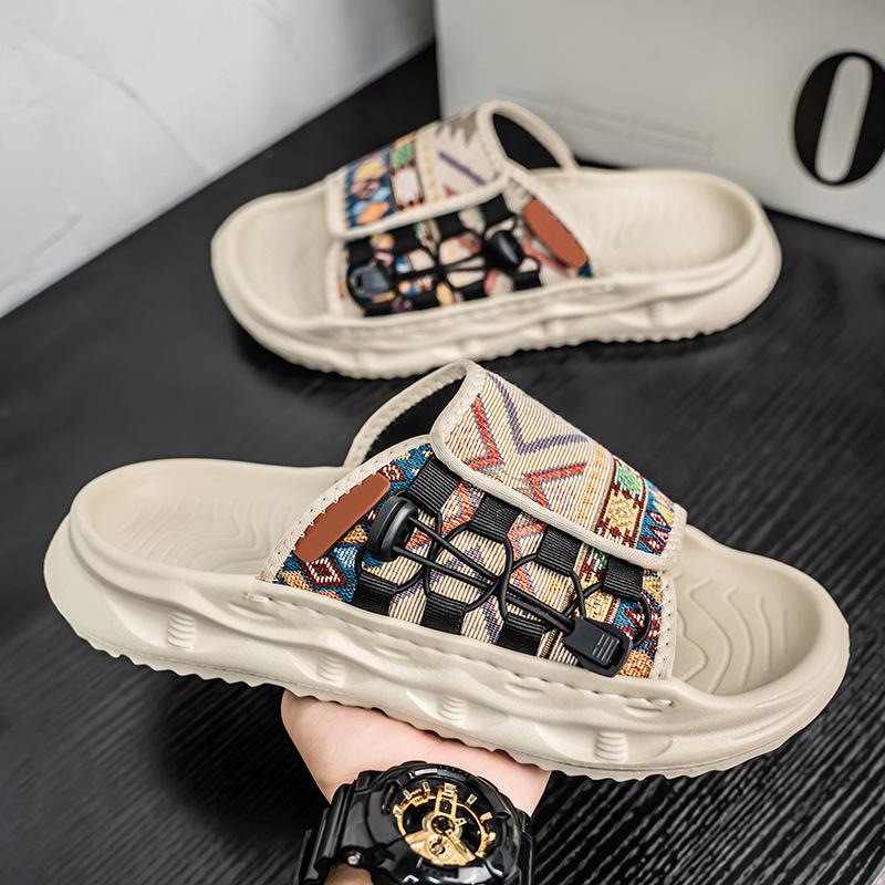 

2025 new sandals men s summer outdoor fashion lightweight versatile comfortable soft-soled slippers summer new 44 бежевый