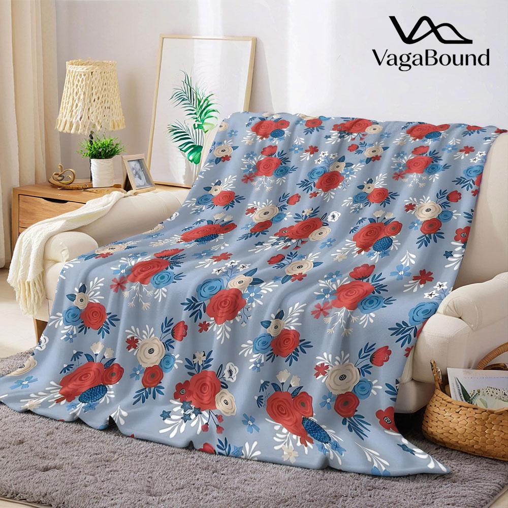 Red Rose Bouquet Flannel Blanket Warm Soft Halloween Christmas Decorative Couch Warm Cozy All-Season Gift