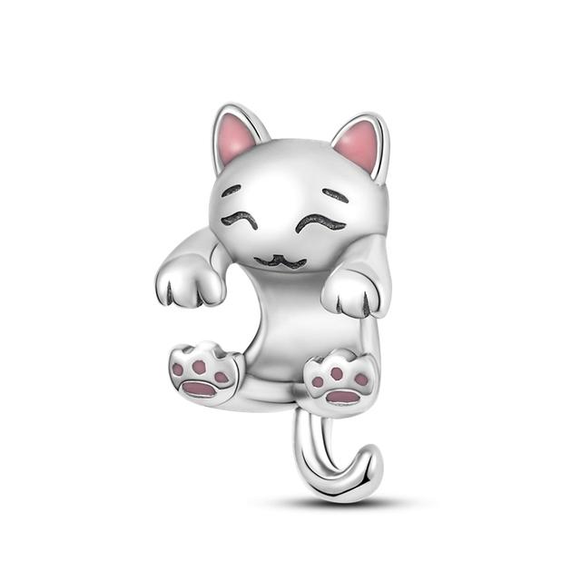 925 Sterling Silver Cz Dangle Baby Footprints wisiorek z motywem zwierzęcym koraliki Fit bransoletka naszyjnik prezent