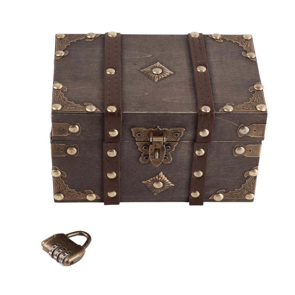 Jewelry Box for Women Girls Vintage Style Environmental Wooden Jewelry Box with Combination Lock