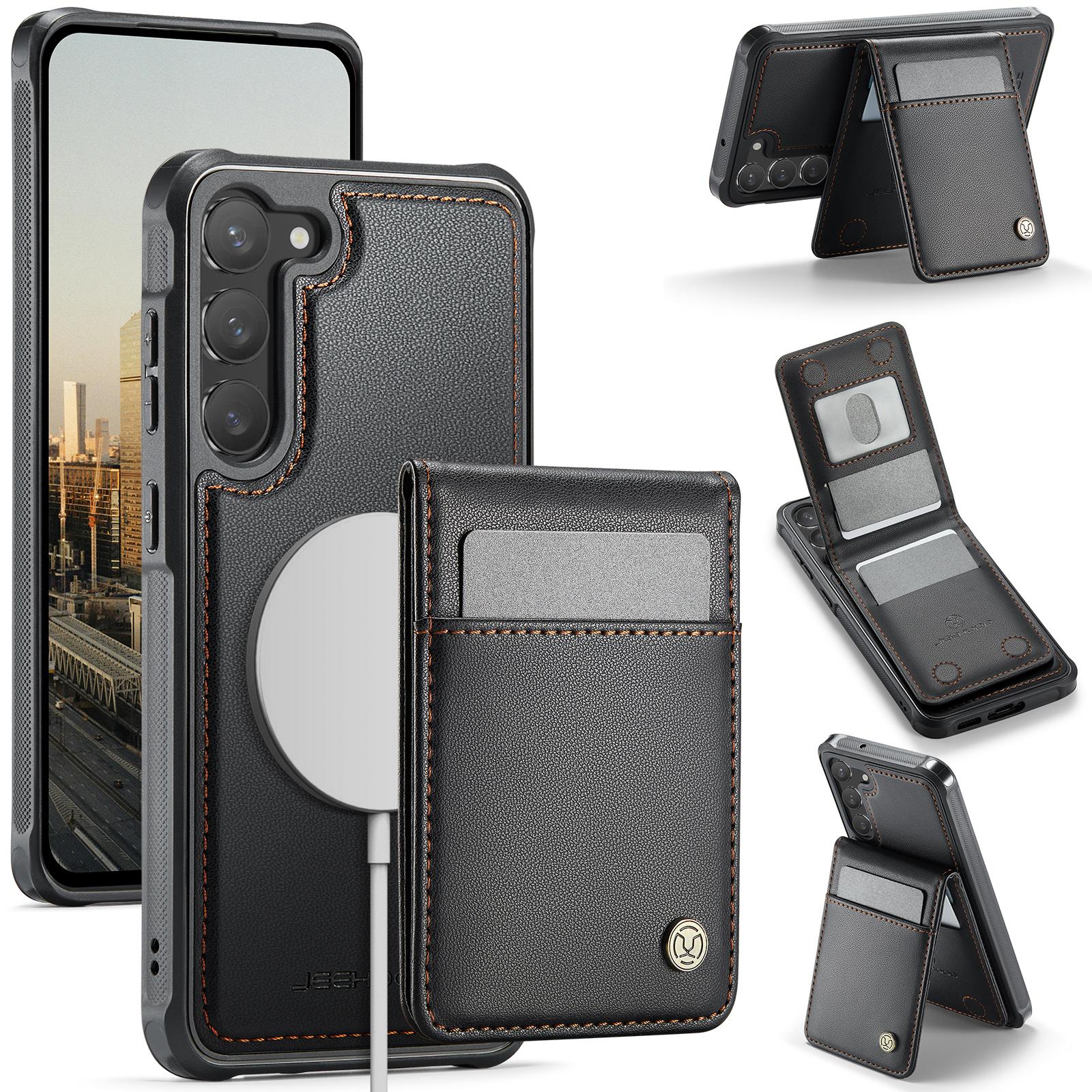 

For Samsung Galaxy S23+ Leather Back Cover Magnetic Case JEEHOOD J06 Phone Case with Card Bag RFID Blocking A