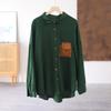 Dimanaf 2025 Jarní halenka Košile Tričko velké velikosti Ženy Len Dlouhý rukáv Kapsy Módní topy Trička Volná trička Novinka