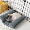 KEMORELA Konijnenbed Dik Zacht Verdiept Bed Plaid Dekenkussen Pluche Pad Met Katoen Lounger Kussen Klein Huisdier Flip Flop Pad Voor Binnen