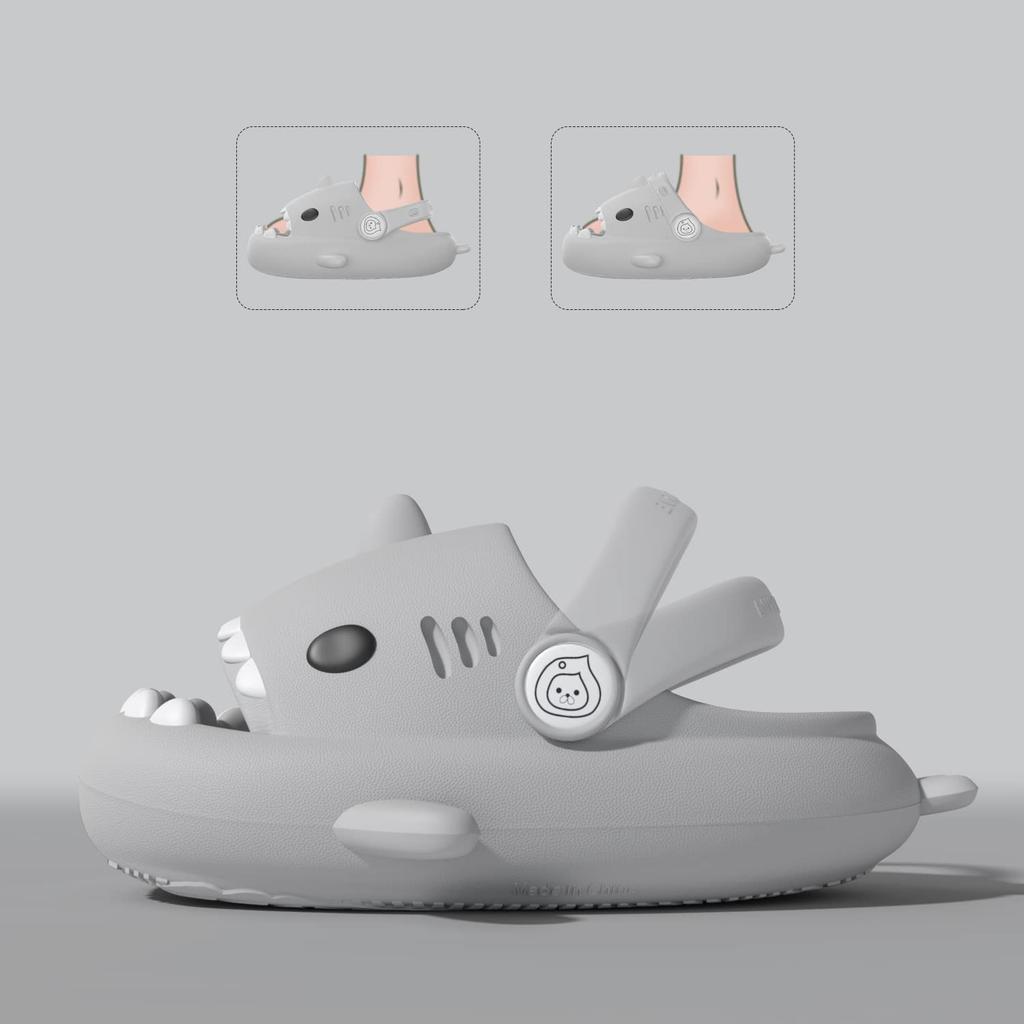 KIDMI Boys Girl Shark Slides Non-Slip Open Toe Cloud Sandals Cute Comfy Cushioned Thick Sole Slippers Cartoon Shower Slippers