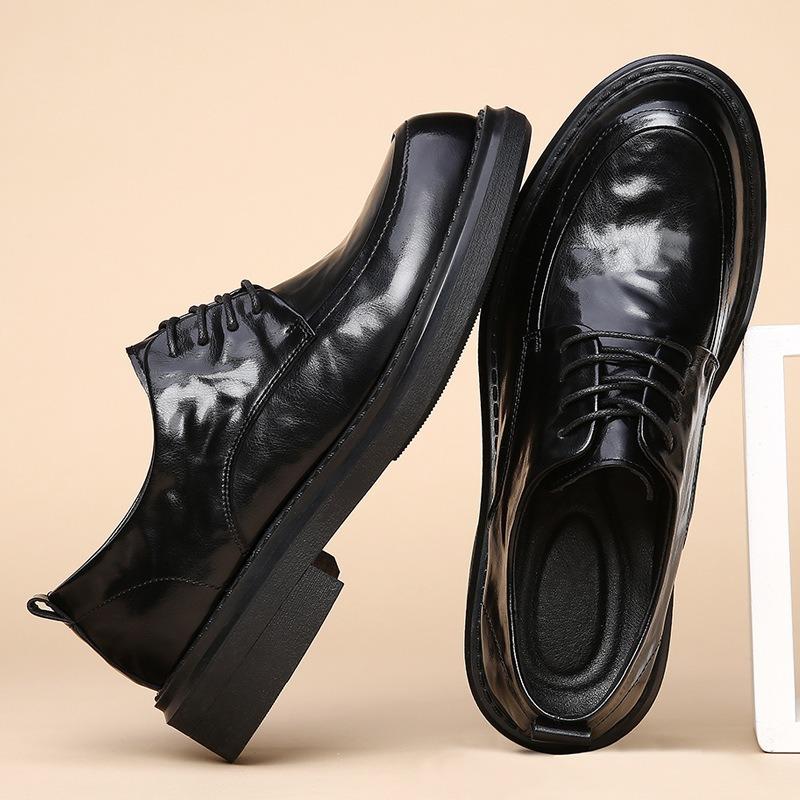 Leather shoes men's new business dress genuine leather men's leather shoes casual thick-soled breathable soft-faced British wedding shoes