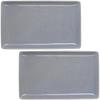 Aito Seisakusho Rectangular Serving Set of 21 X 13 Mino Dishwasher and Microwave Made In 567522 "Natural Color" Plate, 2, Approx. Cm, Blue-Gray, Ware,