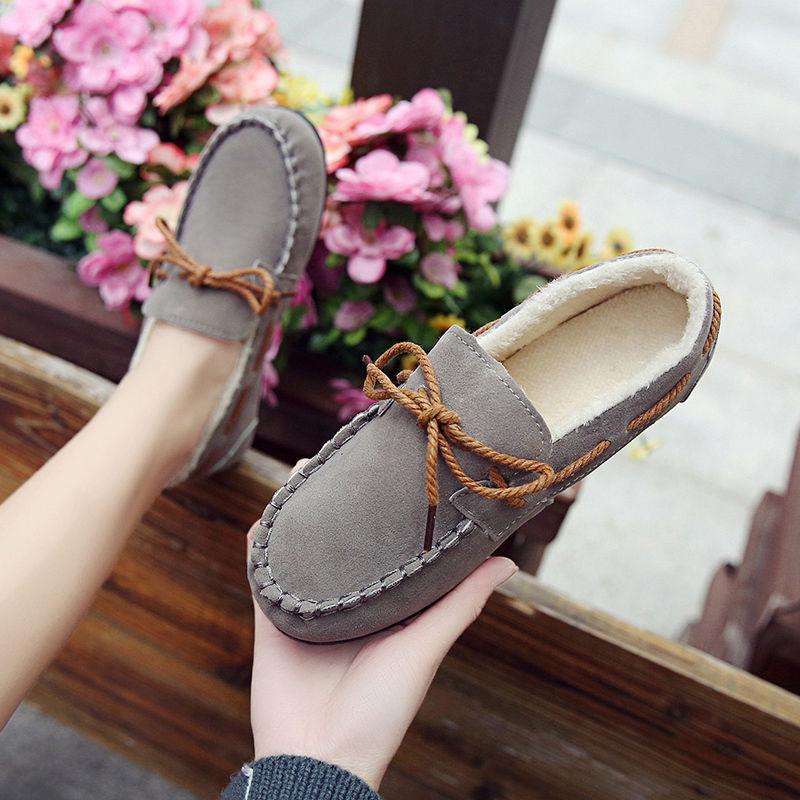 Winter Women's Shoes 2025 New Korean Version of Versatile Students Keep Warm with One Pedal, Lazy Casual Flat-bottomed Velvet Doudou Shoes
