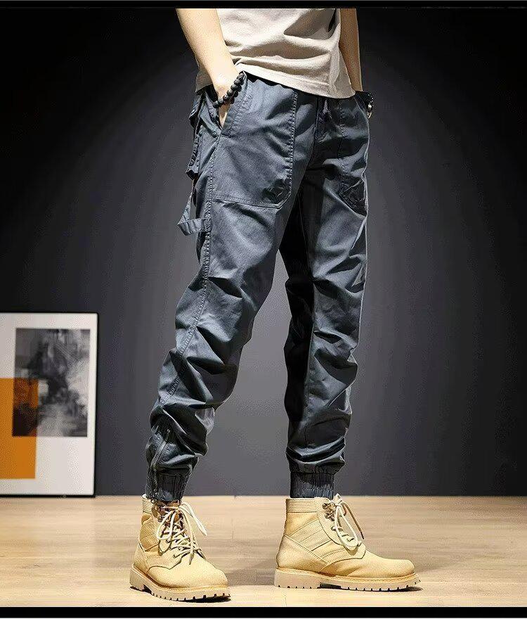 

Мужской облегающий комбинезон с эластичной талией и манжетами: Универсальные мотоциклетные брюки для модного осенне-зимнего гардероба 2XL серый