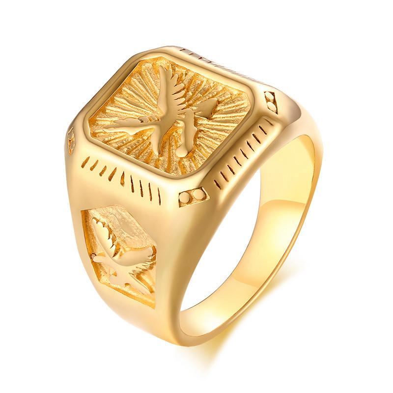 Stylish Men's Eagle Spreading Wings Hiphop Punk Style Ring Vintage Stainless Steel Ring Tide Man Party Jewelry