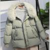 Women's Short Down Jacket with Large Fur Collar, 2024 Petite Slimming Style, Clearance Sale