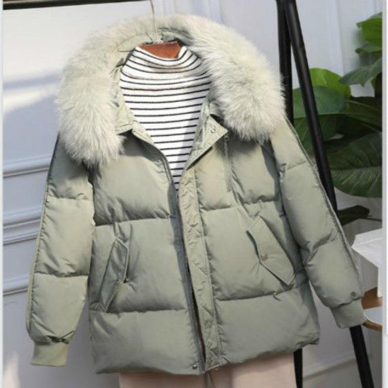 Women's Short Down Jacket with Large Fur Collar, 2024 Petite Slimming Style, Clearance Sale