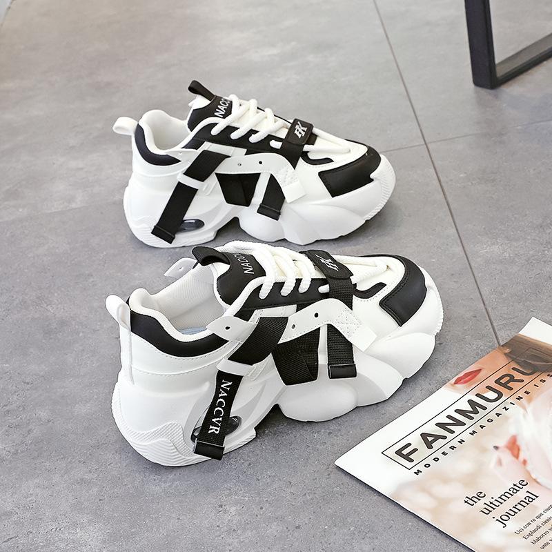 Spring thick-soled heightening dad shoes women's niche design sense versatile sports and leisure single shoes