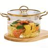 Pentola in Vetro da 3,5L con Coperchio Resistente al Calore Manici Doppi in Acciaio Inossidabile Pentola per Cucinare Zuppa Latte Pasta Fornello Utensili da Cucina in Vetro