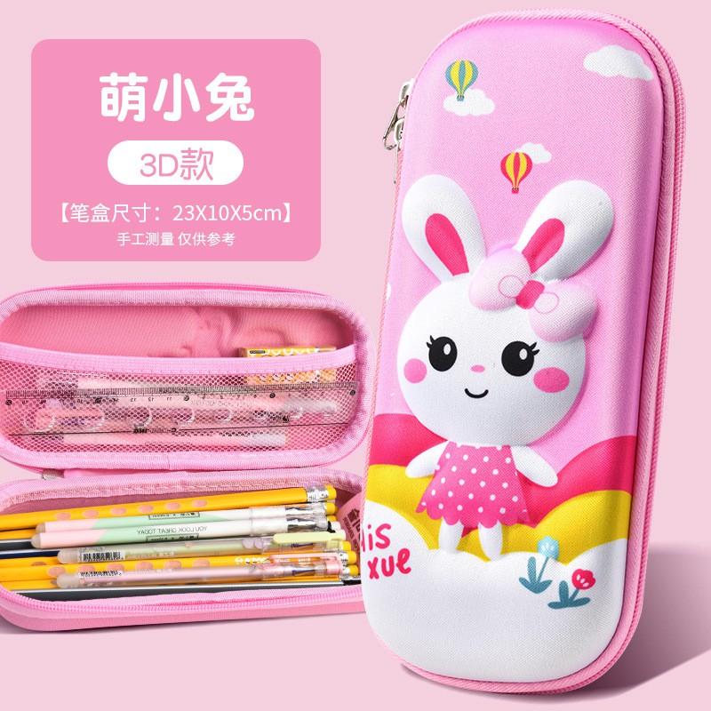 Kids Pencil Case 3D PU Leather Stationery Bag Boys Girls School Supplies Cartoon Design Multi Compartment