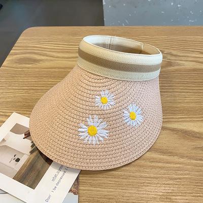 Lady Summer Empty Top Sun Visor Hat Summer Straw Wide Brim Sun Cap Uv Protection Hat