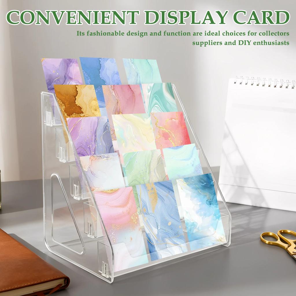 5 Tiers Greeting Card Display Stand Transparent Acrylic Sticker Holder Desktop Bookmark Brochure Magazines Journals Storage