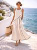 2026 Mediterranean Resort Style Color Block A-Line Dress for Women