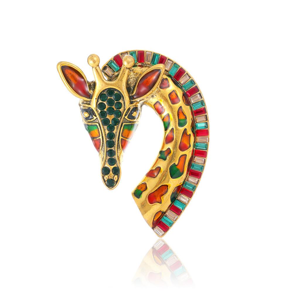 

Animal Giraffe Brooch Jewelry With Colored Water Dazzling Crystals For Unisex Fashion Accessory красный