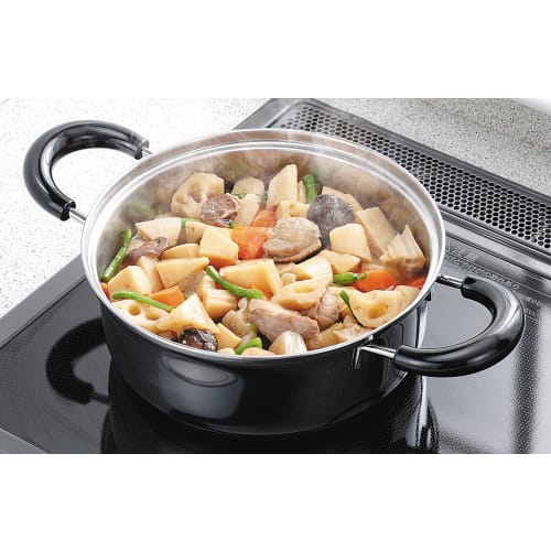 Shimomura Kihan 20cm Double-Handled Pot and 16cm Single-Handled Pot Set (Made in Japan) Compatible with Direct Heat and Induction Cooking, Durable and