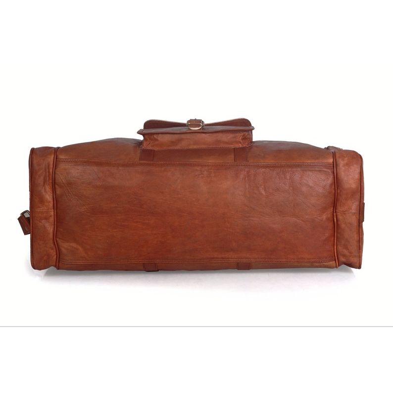 Handmade Goat Leather Duffel Bag | Vintage Weekender | Travel Carry-On Bag for Men | Brown Overnight Gym Luggage