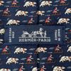 Excellent HERMES Tie Riding Pattern Navy Blue Silk Mens 5658 EA Used