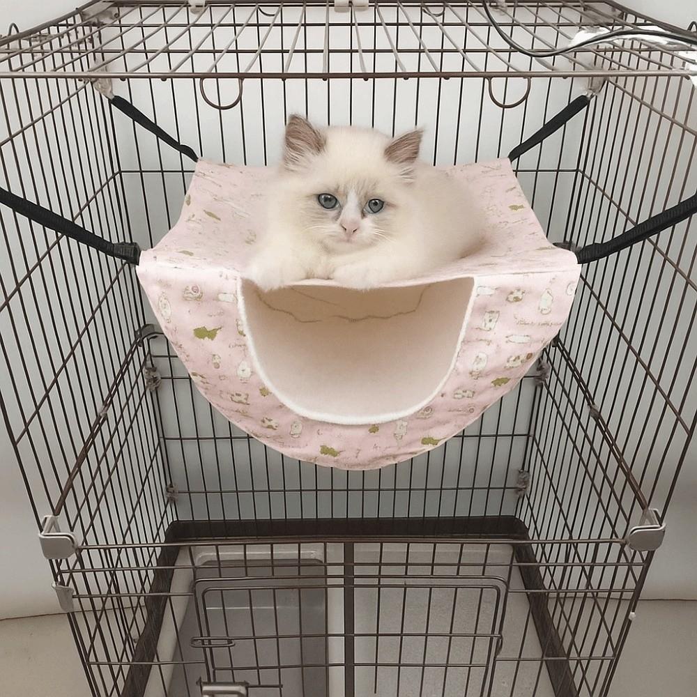 Breathable Cat Cage Hammock Adjustable Lanyard Cat Hanging Bed Kitten Swing Bed  Small Animal