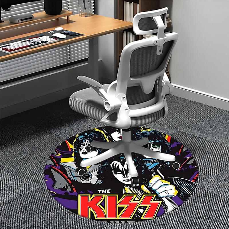 

KISS Band,Rock Music Chair mat Round Rug Office carpet, Machine Washable, Non slip, Suitable for Living Rooms, Bedrooms 80cm