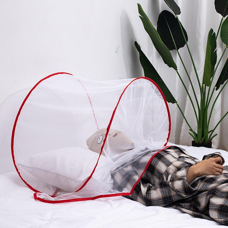 Summer Head Net Cover Mosquito Net Folding Bed Tent Breathable Mesh Canopy Travel Sleeping Camping Bedroom Anti-Mosquito Fly Net