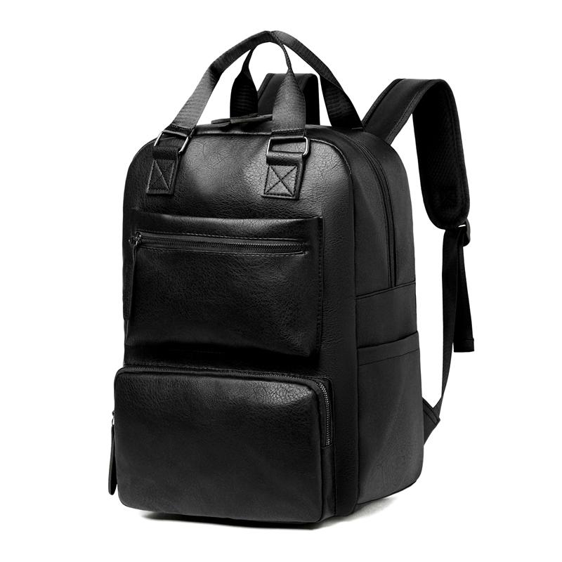 Korean Style Large Capacity Leather Men s Backpack Fashionable Travel Bag for College Students Casual Business Travel