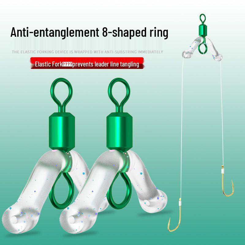 New Anti-Tangle Quick Clip Leader with Diverter, Figure-Eight Ring, Spring Swivel, Silicone Bean, and Split Design