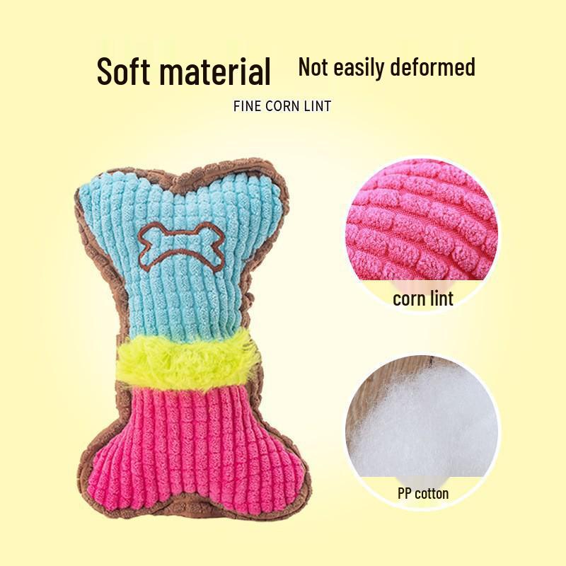 Durable Plush Chewy Squeaky Dog Bone Toy for Small & Medium Dogs 