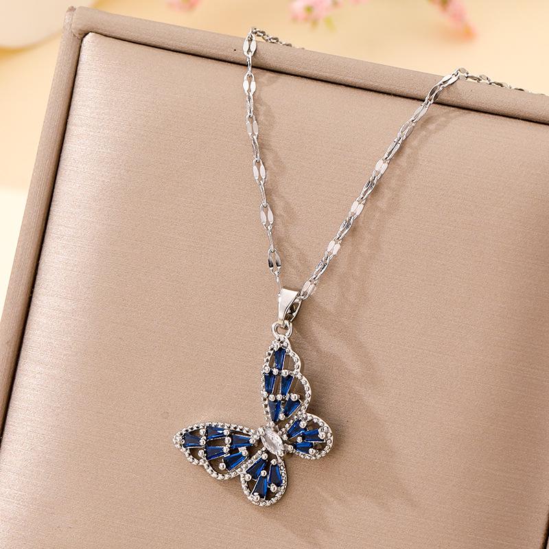 Women's Silver Titanium Steel Necklace with Micro-Inlaid Zircon - Elegant, Durable Clavicle Chain Jewelry