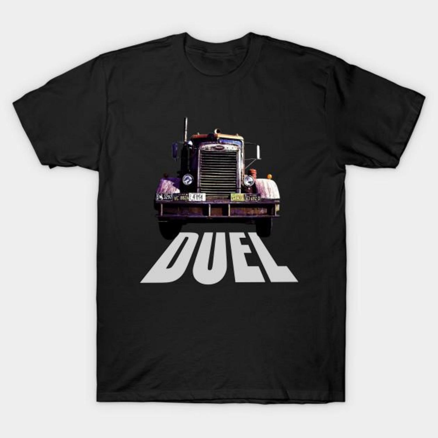 

Men Black Print T-shirt Duel Movie Poster - Peterbilt Truck No-Cut Transfer Paper Print Cotton Tshirt S чёрный