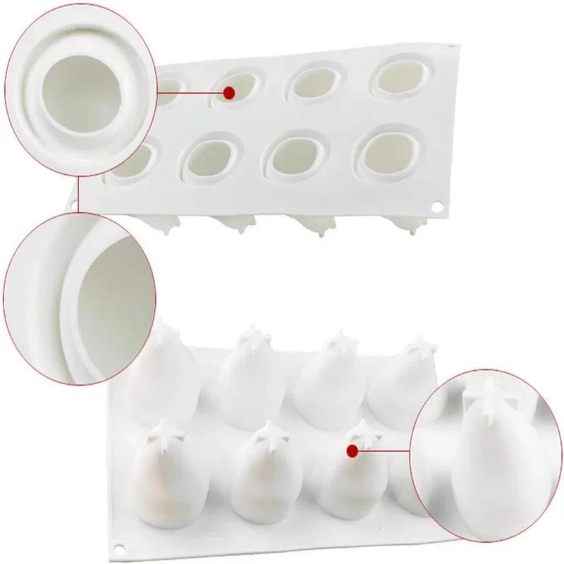 Kakformar Silikon Päronformad Bakplåt 8 Håligheter Kakor för Kaktillbehör Moussetårta Dekorationer Formar