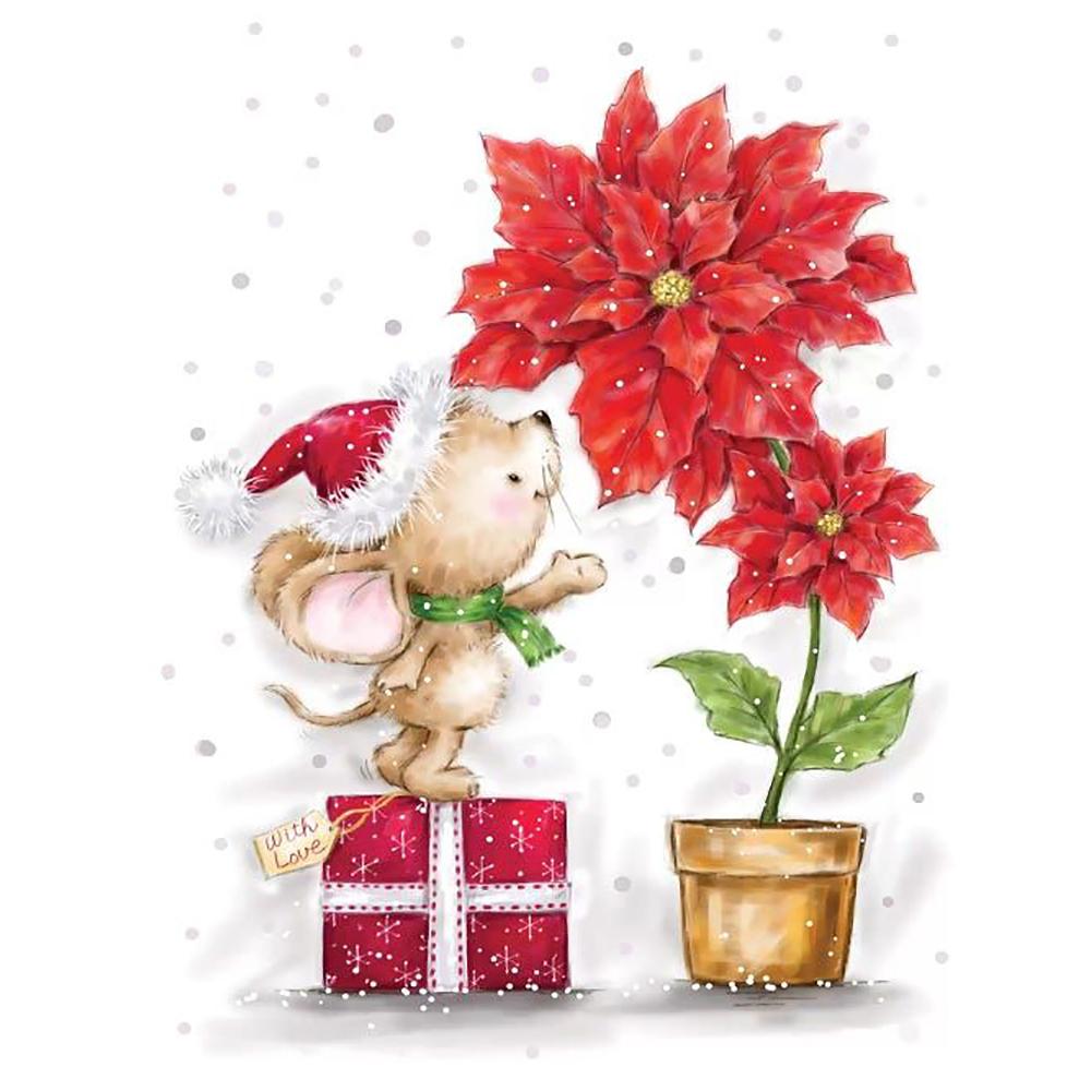 5d Diamond Painting Christmas Bear Hat Handicraft Full Square Diamond Embroidery Cross Stitch Animal Mosaic Christmas Wall Art