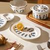Retro Small Flowers Ceramic Plate High End Household Rice Bowls Exquisite Dumpling Plates Delicious Restaurant Dishes Soup Bowl
