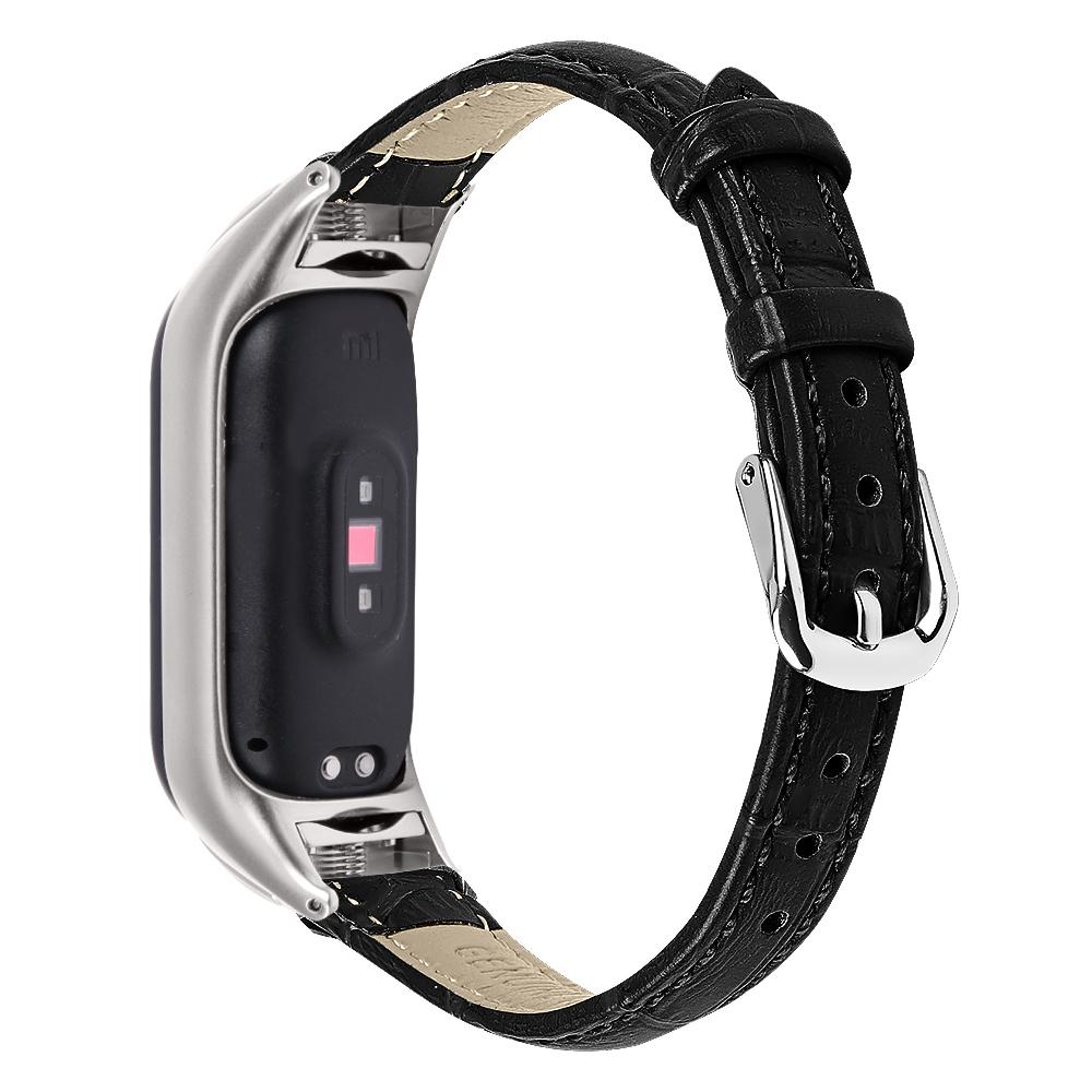For Xiaomi Smart Band 9 NFC/9/8 NFC/8 Wrist Strap Crocodile Texture Top Layer Cowhide Leather Watch Band