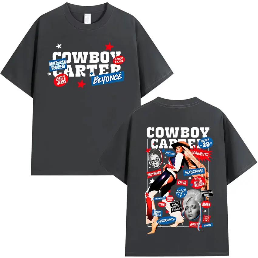 Beyonce Cowboy Carter Album 2025 Graphic T-Shirt Men Women Hip Hop Aesthetic Clothing T Shirt Summer Retro Oversized Cotton Tees